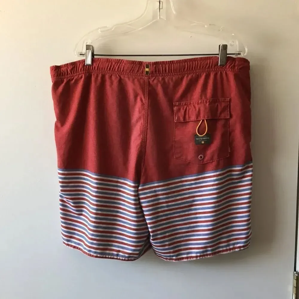 Quiksilver Waterman Collection Swim Trunks Size L GUC Burnt Orange